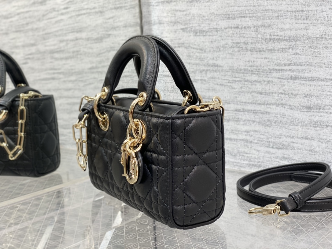 Micro Lady D-Joy Bag Black Cannage Lambskin